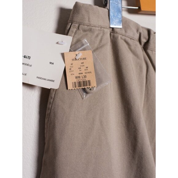 Deadstock Vintage Y2k Structure Mens Medium Wide Leg Cargo Pants Beige - Picture 6 of 8